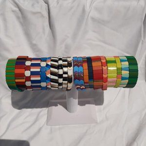 Handmade Designer-Inspired Enamel Tile Bracelets (sets of two)